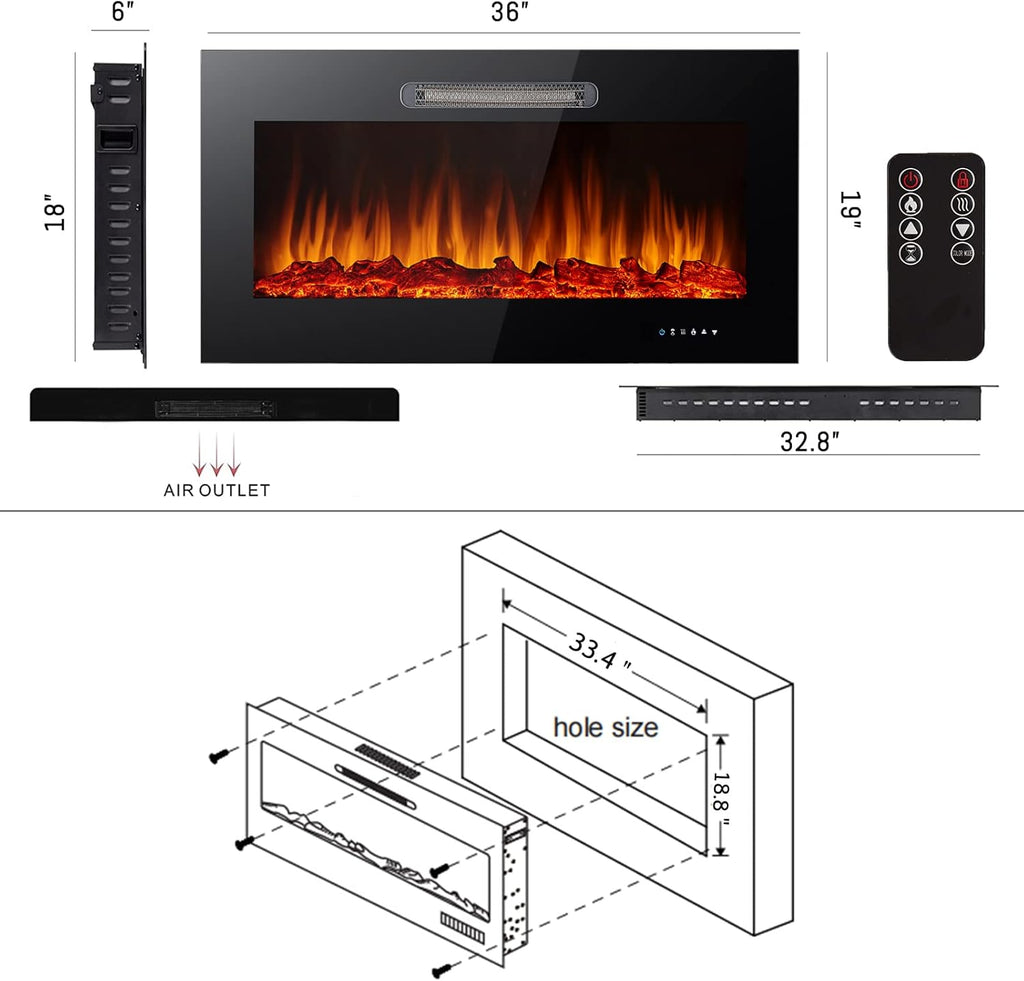 Black Electric Fireplace A1003