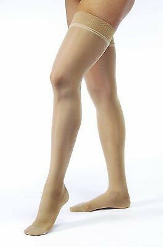 30-40 mmHg Black Thigh High Silicone Lace Strip D934159