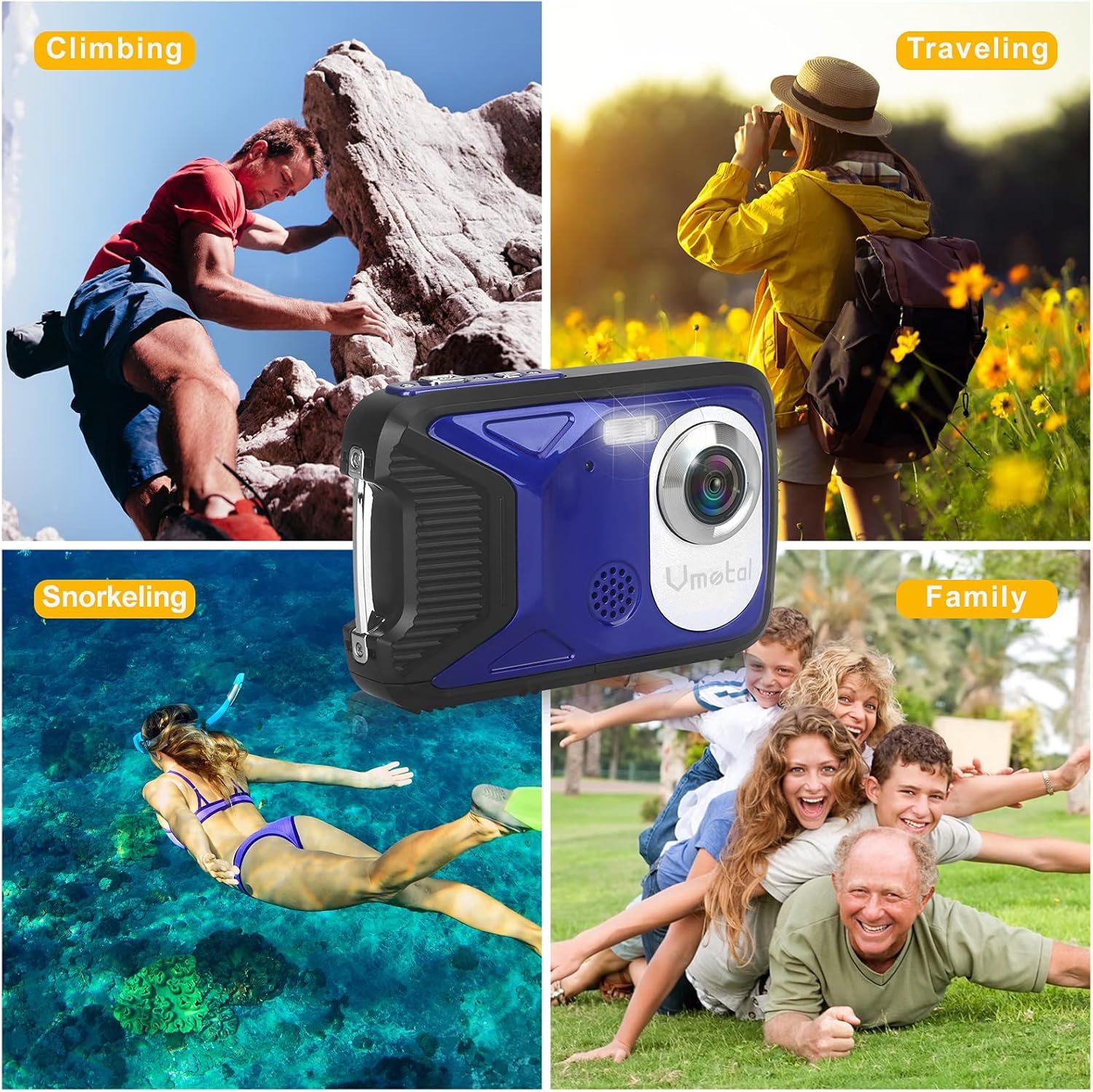 Waterproof Digital Camera Full HD 1080P 21 MP Underwater Camcorder with Rechargeable Battery (Blue-2) Pack of 2 S63264