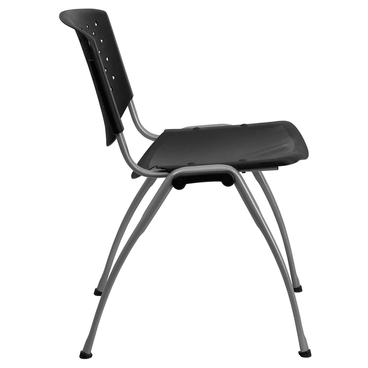 5 Pk. Black Plastic Stack Chair with Titanium Frame O6731