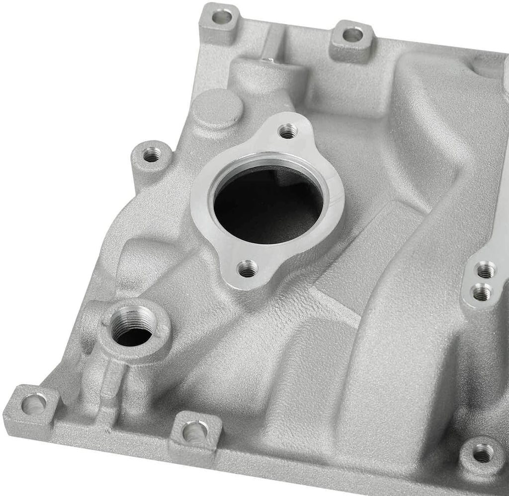 Dual Plane Satin Aluminum Intake Manifold for SBC Chevy Vortec 350 Heads W614017
