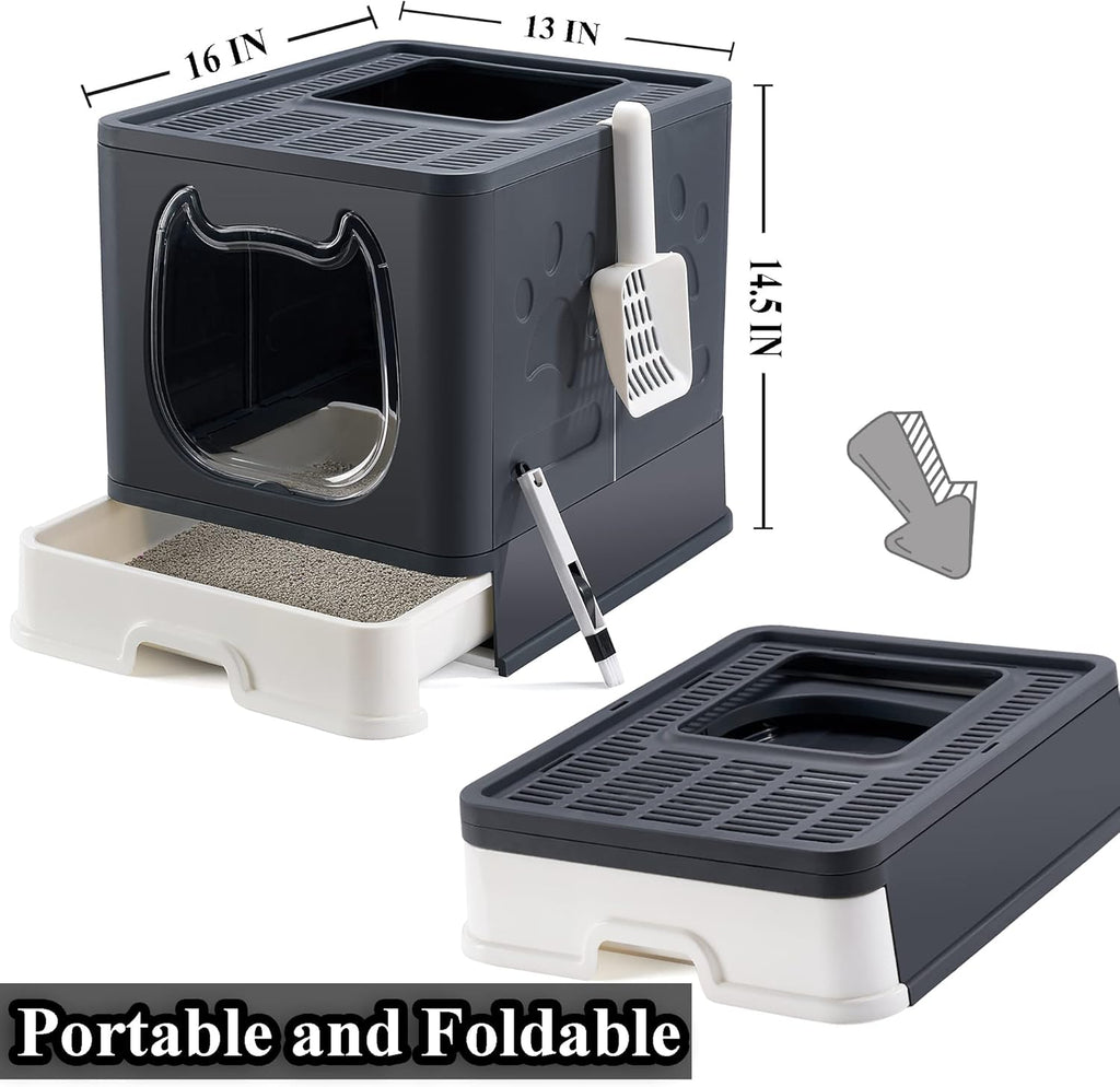 Black Covered Cat Litter Box with Lid T328