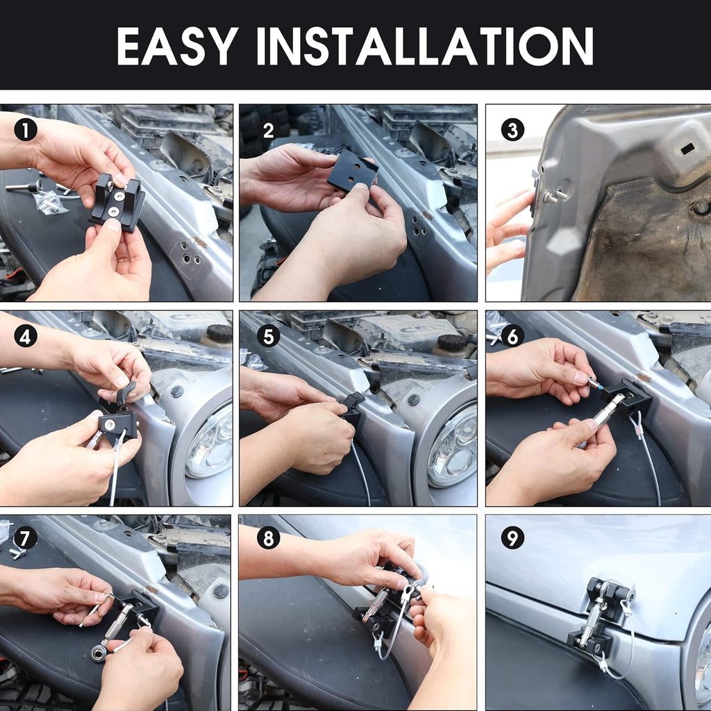 Aluminum Locking Hood Latch Kit for Jeep Wrangler JK H693