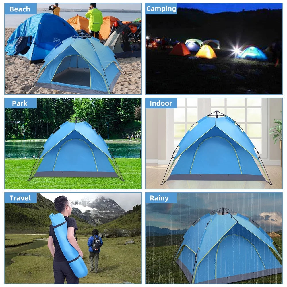 Waterproof Instant Pop Up Double-Deck Tow-Door Camping Tent M787