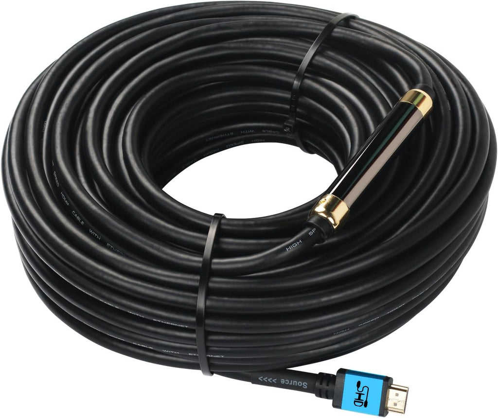 Black HDMI Cable 100 Feet with Signal Booster, CL3 Rated S926715