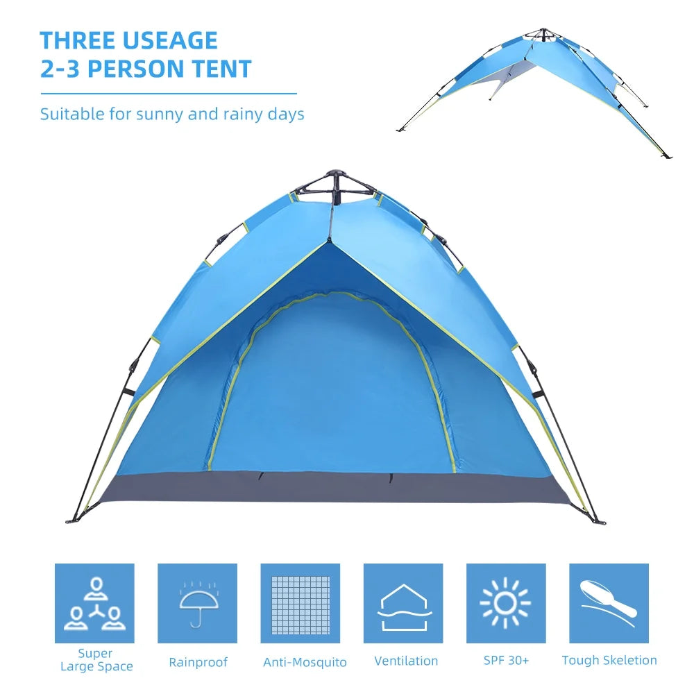 Waterproof Instant Pop Up Double-Deck Tow-Door Camping Tent M787