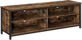 Rustic Brown and Black TV Stand with 4 Cubby and Adjustable Shelves R467