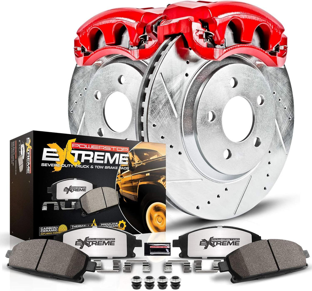Carbon Fiber Ceramic Brake Pads and Drilled Slotted Brake Rotors H720